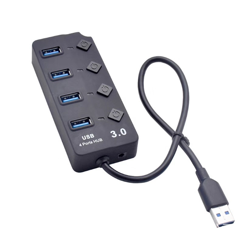 4 port USB3.0 HUB with independent switches plastic